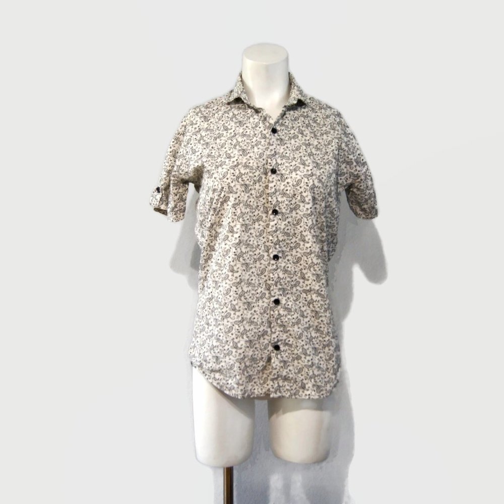 Denver Hayes Floral Paisley Flowers Button Down Shirt Medium M